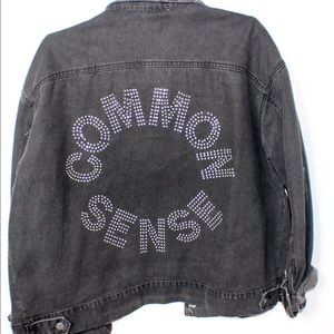 Black Oversized ‘Common Sense ‘ Denim Jacket Sz L